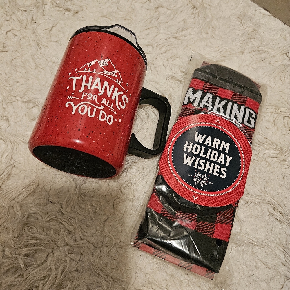 Red Plaid Mug and Sock Set
